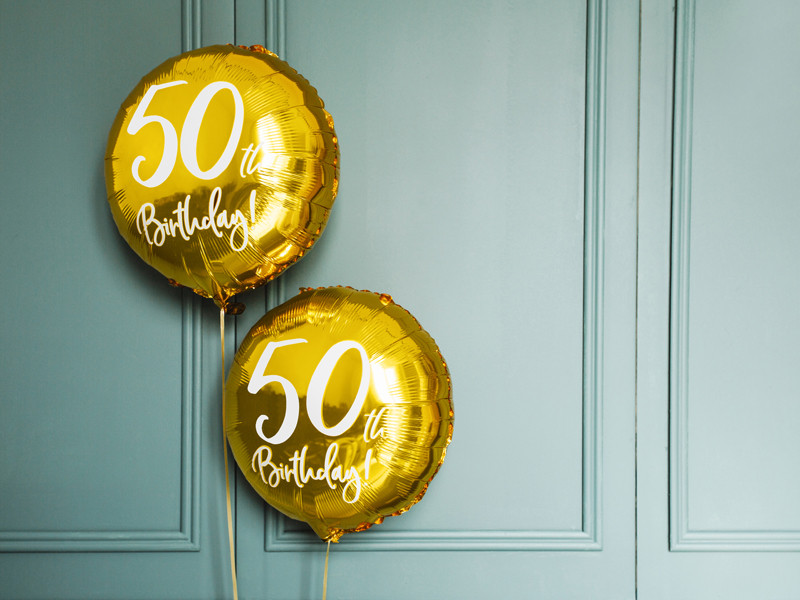 Balon foliowy 50th Birthday złoty 45cm FB24M-50-019 PartyDeco